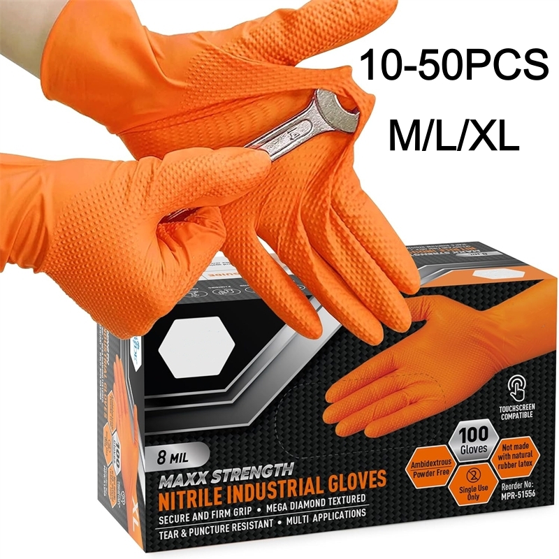 Disposable Gloves Nitrile - Wytrzymałe pomarańczowe rękawice nitrylowe jednorazowe 8Mil