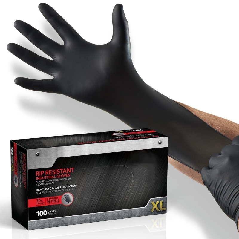 100 SZTUK Czarne Rękawice Nitr – Disposable Gloves Nitrile recenzja i cena